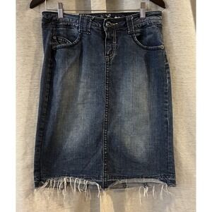 Y2K Industrial Cotton junior‎ size 5 raw hem boho hippie Denim Skirt Festival